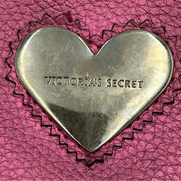 Victorias Secret Tote Bag Top Handle Small Metallic Pink Faux Leather Barbiecore - Picture 8 of 11